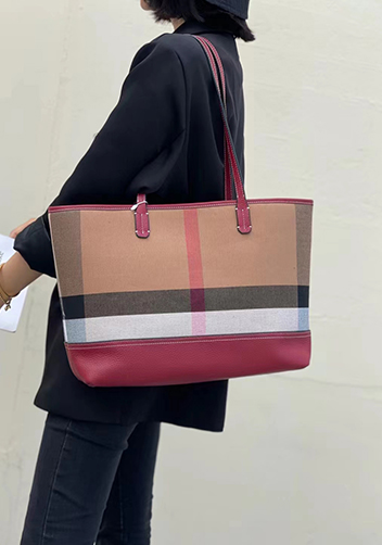 Louisa Canvas Leather Tote Burgundy