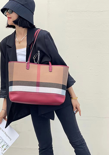 Louisa Canvas Leather Tote Burgundy