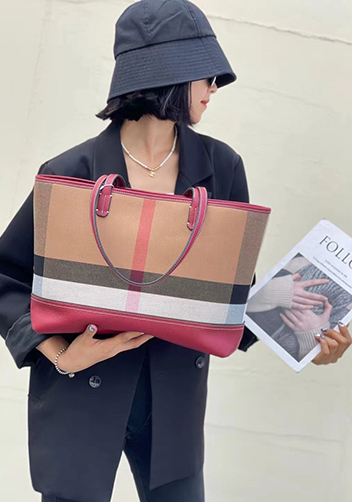 Louisa Canvas Leather Tote Burgundy