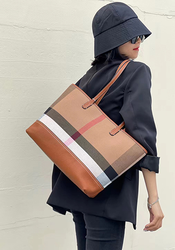 Louisa Canvas Leather Tote Brown