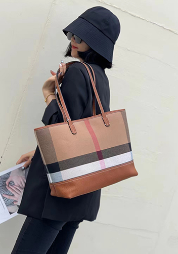 Louisa Canvas Leather Tote Brown