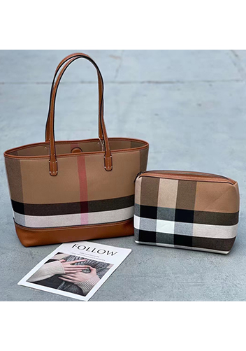 Louisa Canvas Leather Tote Brown