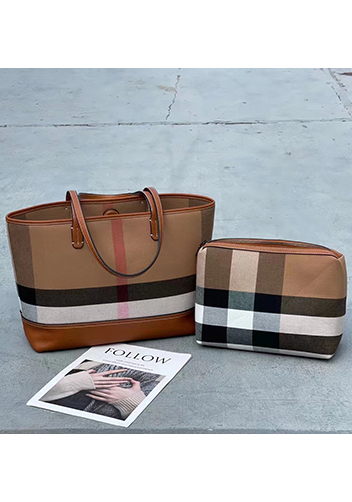 Louisa Canvas Leather Tote Brown