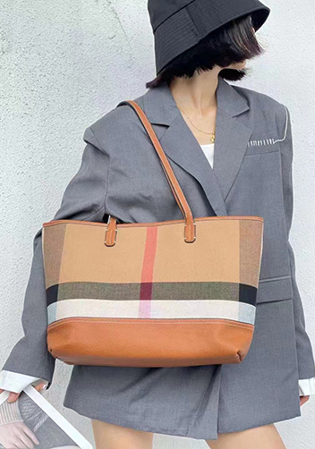 Louisa Canvas Leather Tote Brown