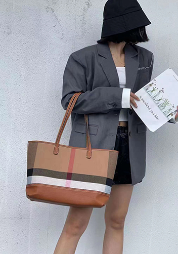 Louisa Canvas Leather Tote Brown