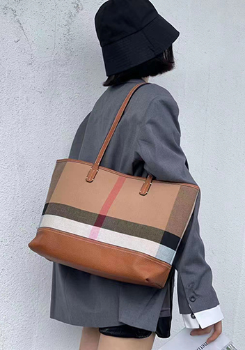 Louisa Canvas Leather Tote Brown