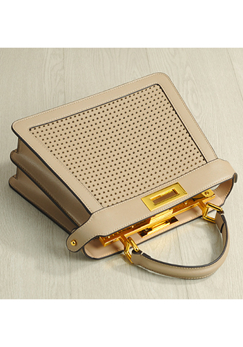 Carrie Perforated Leather Bag Beige