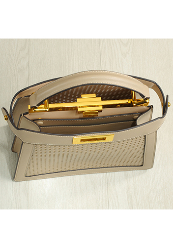 Carrie Perforated Leather Bag Beige
