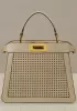 Carrie Perforated Leather Bag Beige