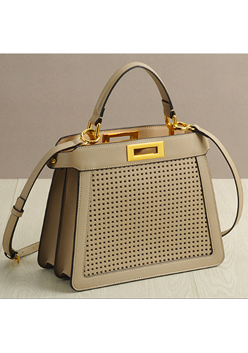 Carrie Perforated Leather Bag Beige