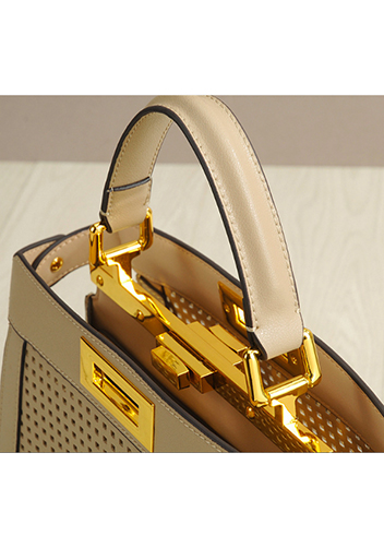 Carrie Perforated Leather Bag Beige