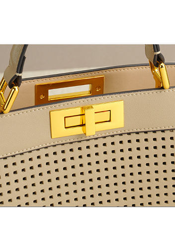 Carrie Perforated Leather Bag Beige
