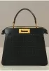 Carrie Perforated Leather Bag Black