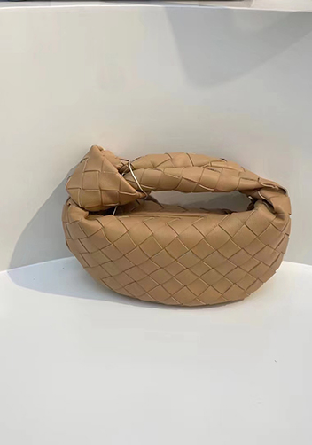 Dina Mini Knotted Intrecciato Leather Tote Chain Beige