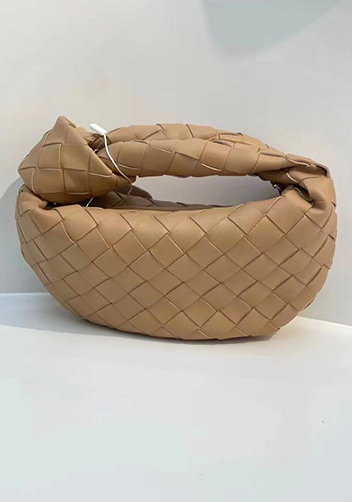 Dina Mini Knotted Intrecciato Leather Tote Chain Beige