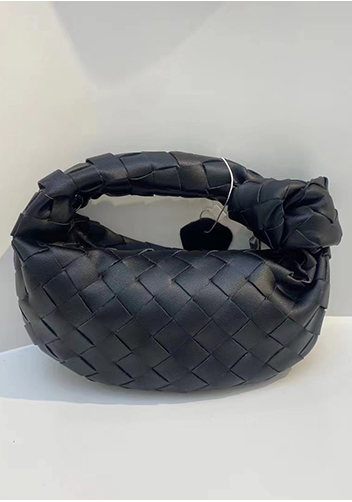 Dina Mini Knotted Intrecciato Leather Tote Chain Black