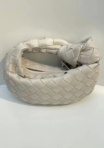 Dina Mini Knotted Intrecciato Leather Tote Chain Cream
