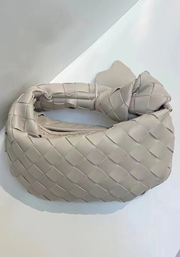 Dina Mini Knotted Intrecciato Leather Tote Chain Cream