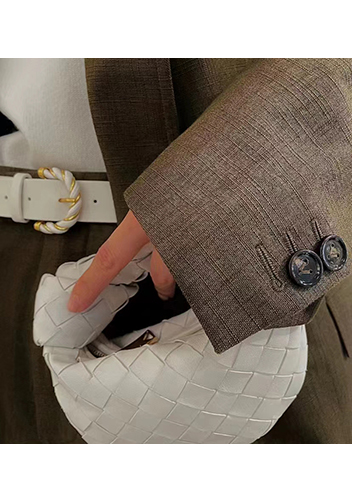 Dina Mini Knotted Intrecciato Leather Tote Chain Cream