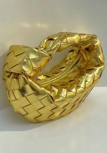 Dina Mini Knotted Intrecciato Leather Tote Chain Gold