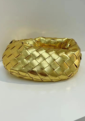 Dina Mini Knotted Intrecciato Leather Tote Chain Gold