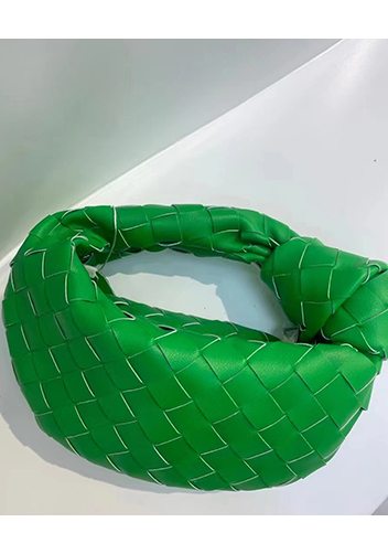 Dina Mini Knotted Intrecciato Leather Tote Chain Parrot Green