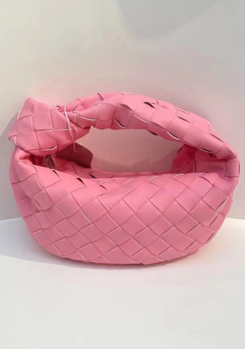 Dina Mini Knotted Intrecciato Leather Tote Chain Pink