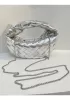 Dina Mini Knotted Intrecciato Leather Tote Chain Silver