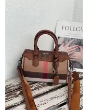 Darling Canvas Leather Boston Bag Brown