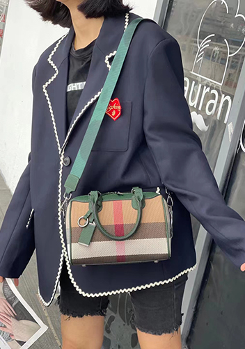 Darling Canvas Leather Boston Bag Green