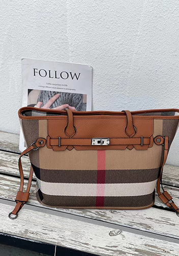 Darling Canvas Leather Tote Bag Brown