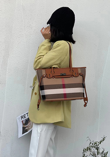 Darling Canvas Leather Tote Bag Brown