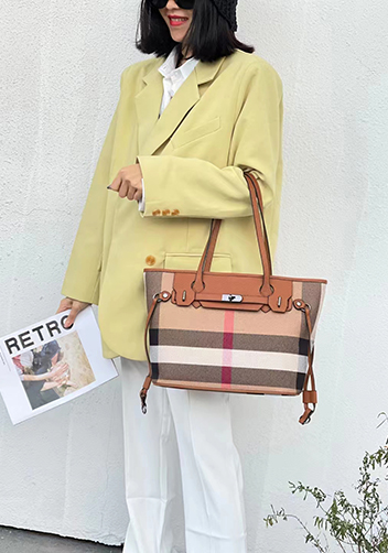Darling Canvas Leather Tote Bag Brown