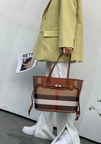Darling Canvas Leather Tote Bag Brown