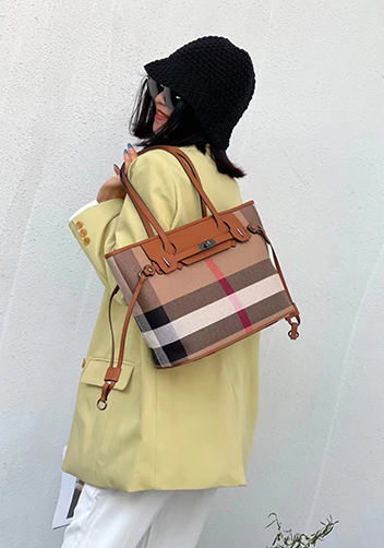 Darling Canvas Leather Tote Bag Brown