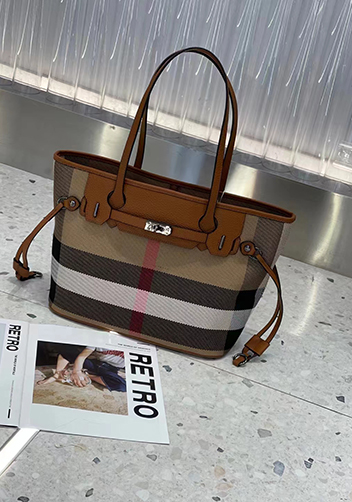 Darling Canvas Leather Tote Bag Brown