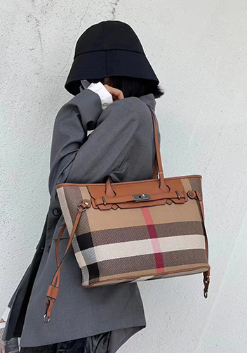 Darling Canvas Leather Tote Bag Brown
