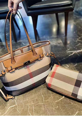 Darling Canvas Leather Tote Bag Brown
