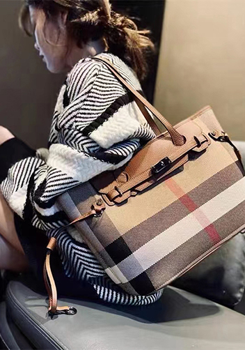 Darling Canvas Leather Tote Bag Brown