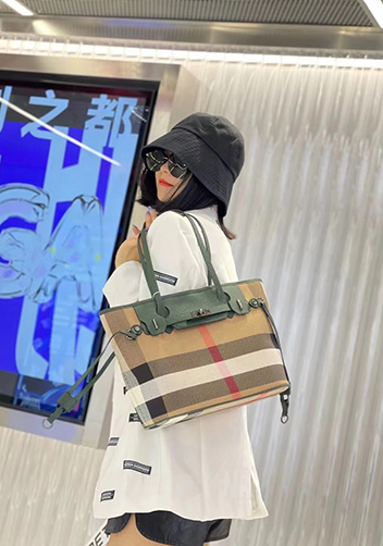 Darling Canvas Leather Tote Bag Green