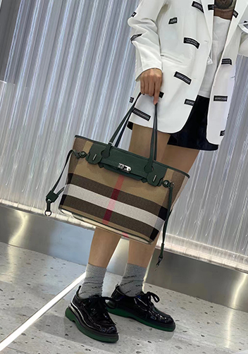 Darling Canvas Leather Tote Bag Green