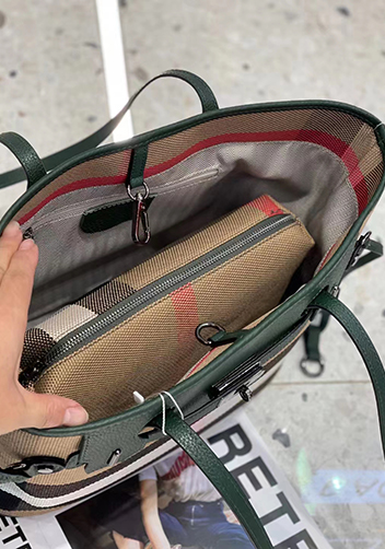 Darling Canvas Leather Tote Bag Green