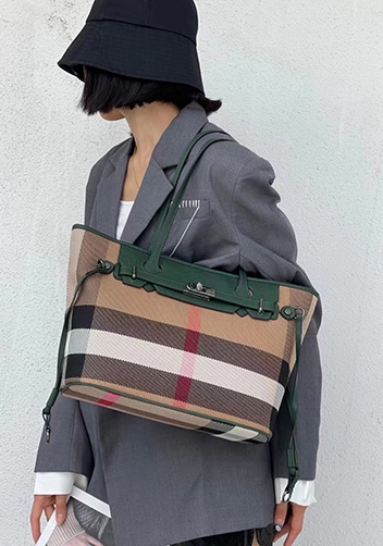 Darling Canvas Leather Tote Bag Green