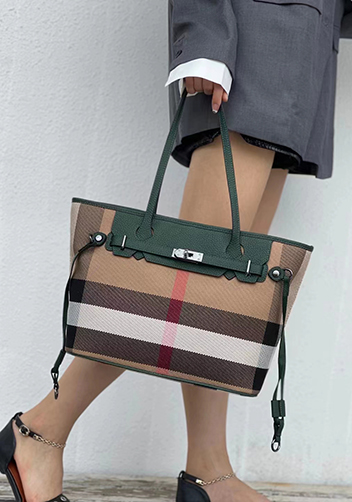 Darling Canvas Leather Tote Bag Green