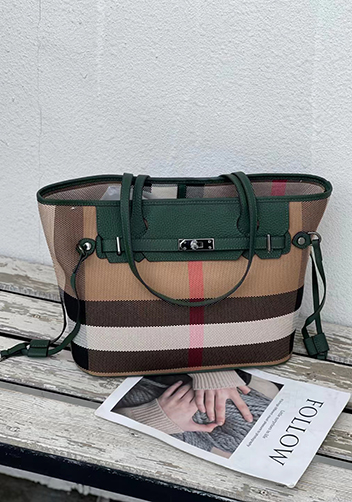 Darling Canvas Leather Tote Bag Green