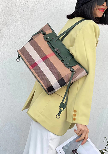 Darling Canvas Leather Tote Bag Green