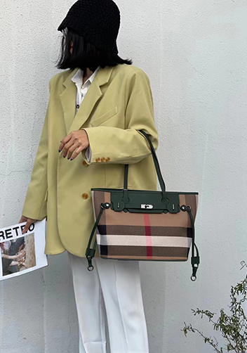 Darling Canvas Leather Tote Bag Green