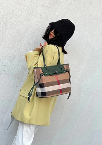 Darling Canvas Leather Tote Bag Green