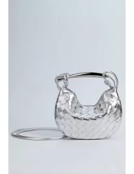 The Fish Handle Mini Bag Silver With Silver Handle