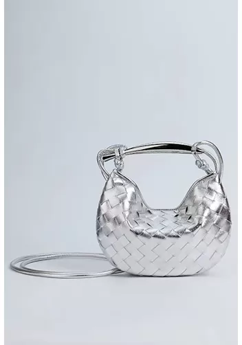 The Fish Handle Mini Bag Silver With Silver Handle